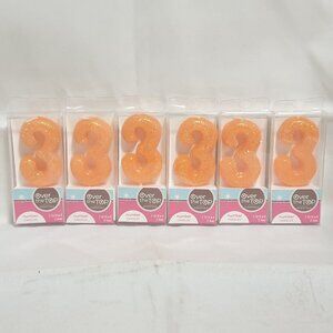 30 Number 3 Glitter Candles (5 boxes of 6)